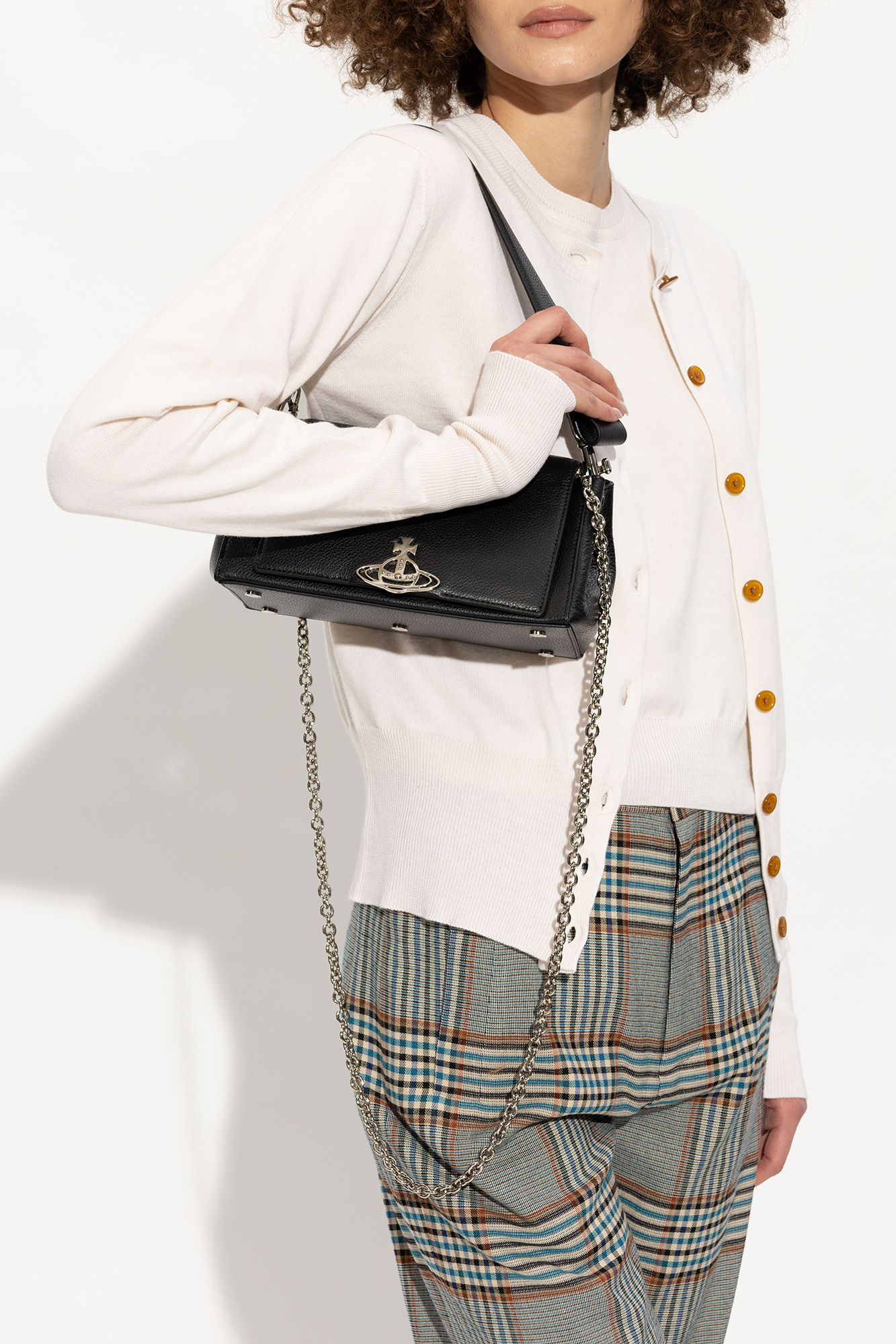Black 'Hazel Medium' leather shoulder bag Vivienne Westwood